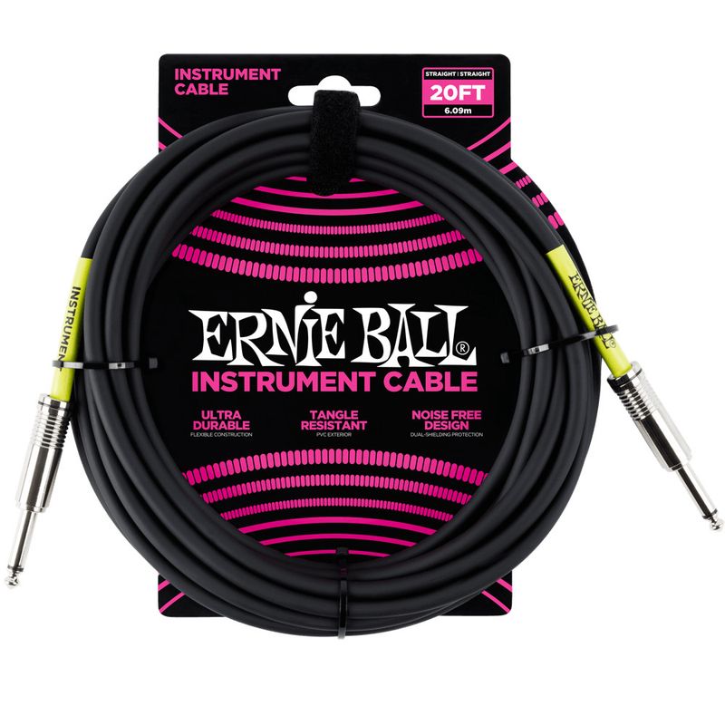 Ernie Ball Classic Instrument Cable Straight/Straight 20ft - Black