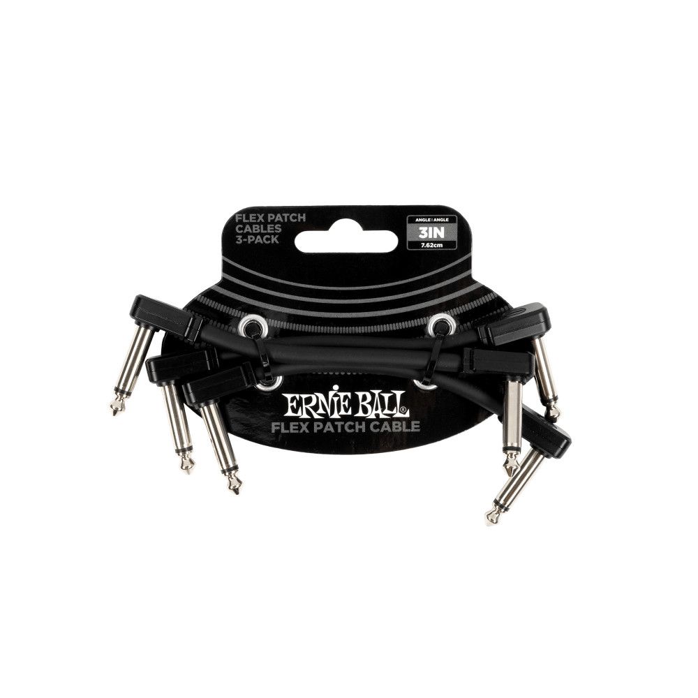 Ernie Ball Flex Patch Cable 3in - Black - 3 Pack