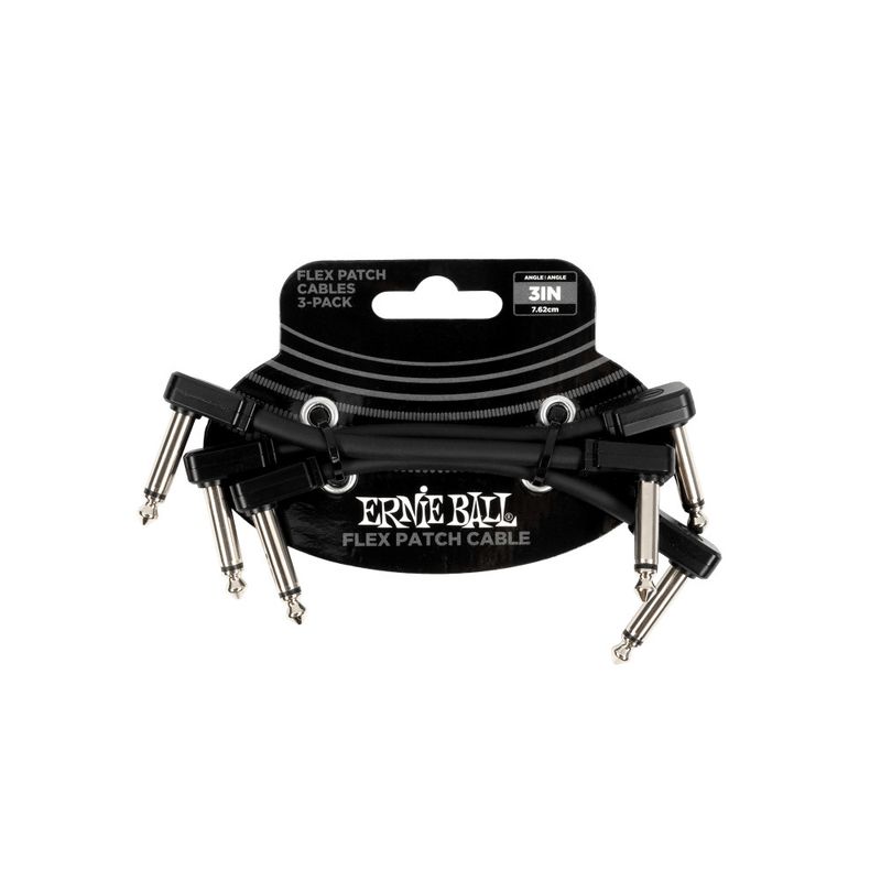 Ernie Ball Flex Patch Cable 3in - Black - 3 Pack