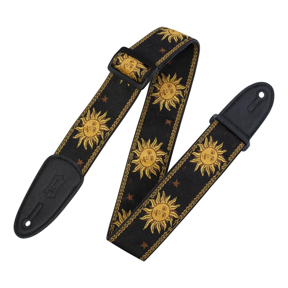 Levy's MPJG-SUN-BLK Sun Motif Series Black Guitar Strap