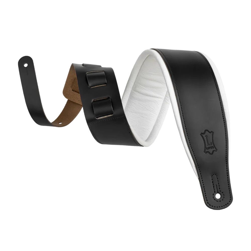 Levy's Amped Leather Series M26PD-BLK_WHT Guitar Strap
