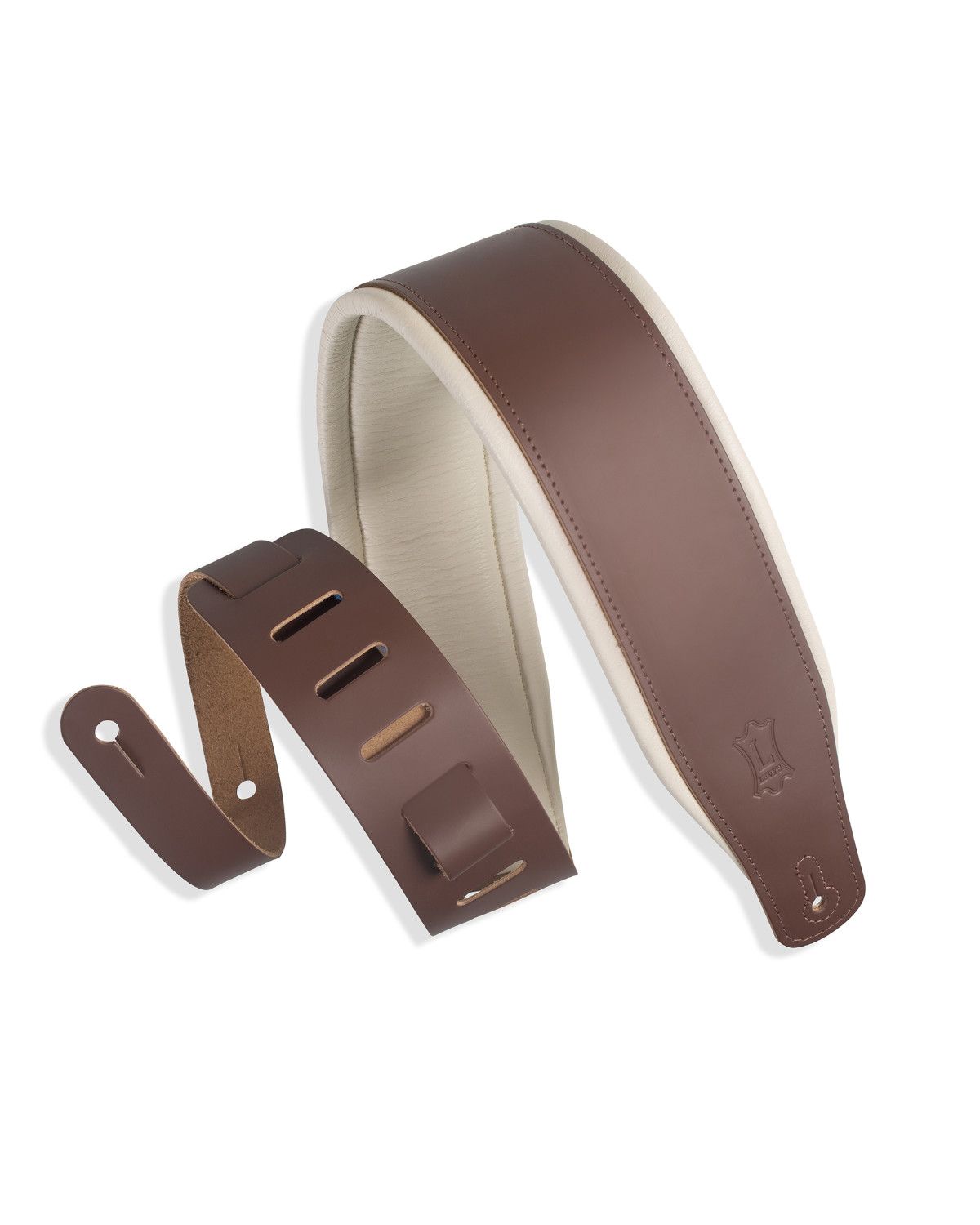 Levy's Amped Leather Series M26PD-BRN_CRM Guitar Strap