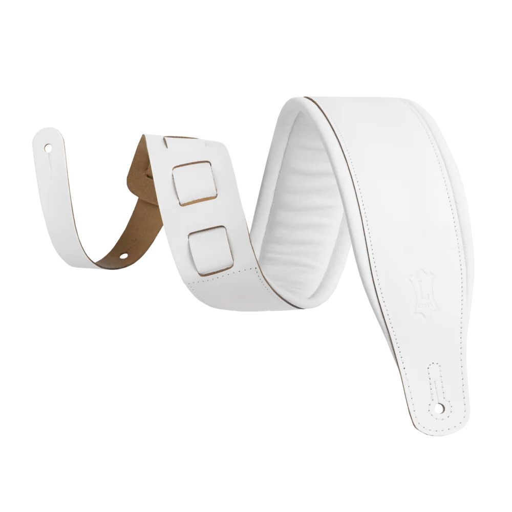 Levy's Amped Leather Series M26PD-WHT_WHT Guitar Strap