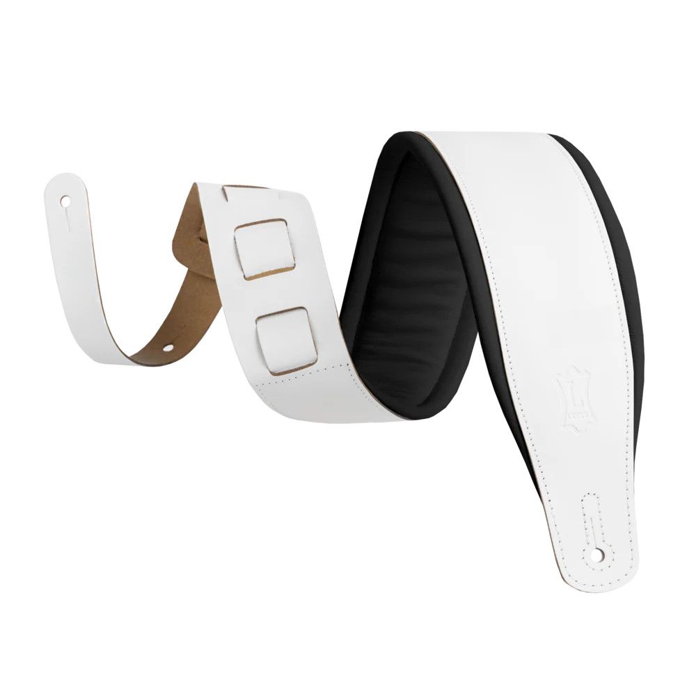 Levy's Amped Leather Series M26PD-WHT_BLK Guitar Strap