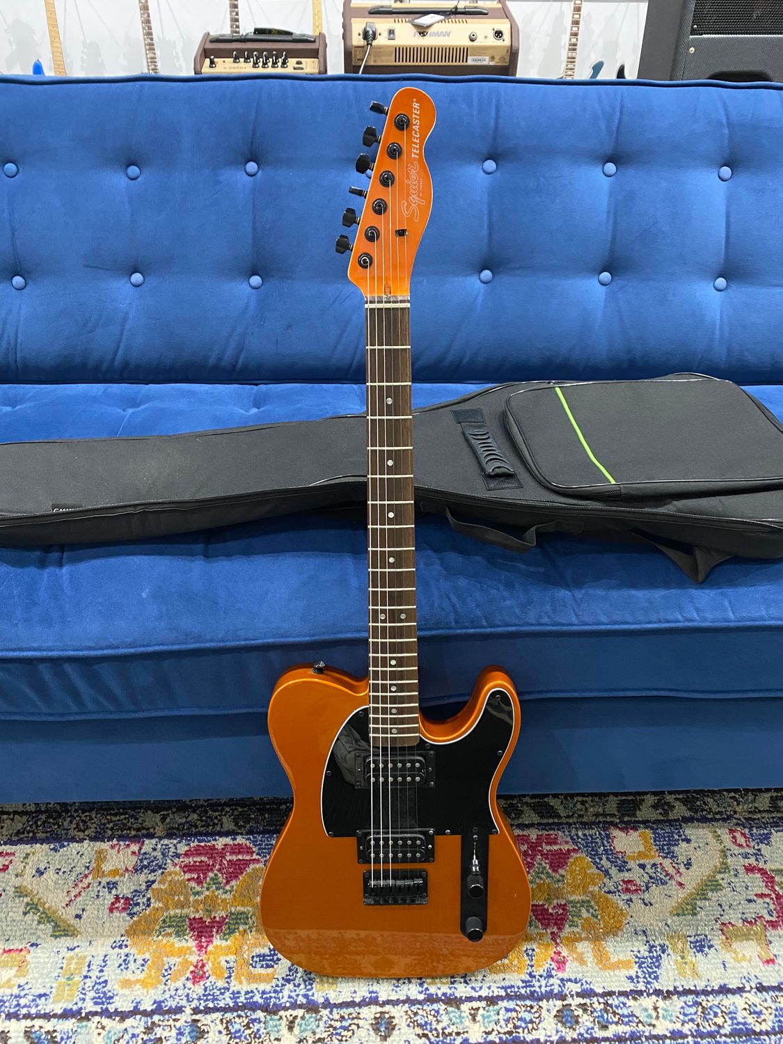 Used Squier Affinity Telecaster HH Electric Guitar w/ Matching Headstock - Metallic Orange w/bag