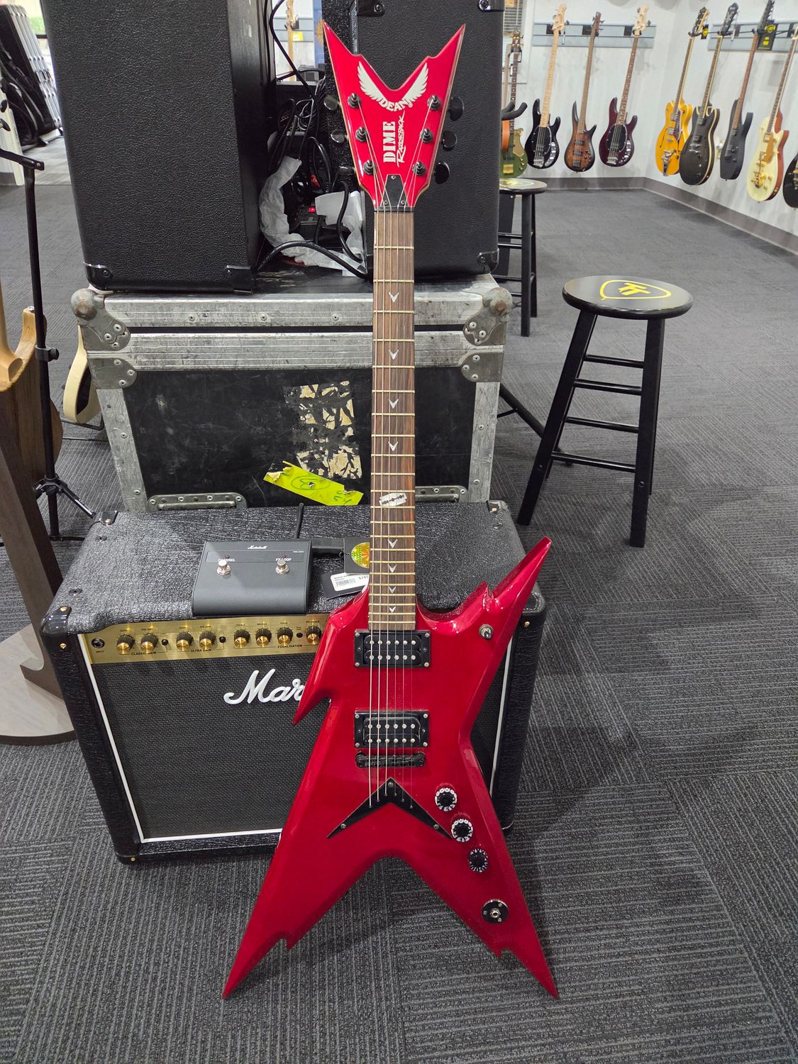 Used Dean Dime Razorback Red w/case