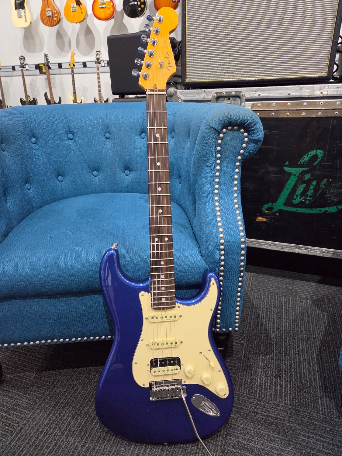 Used Fender American Ultra HSS Rosewood Cobra Blue w/case