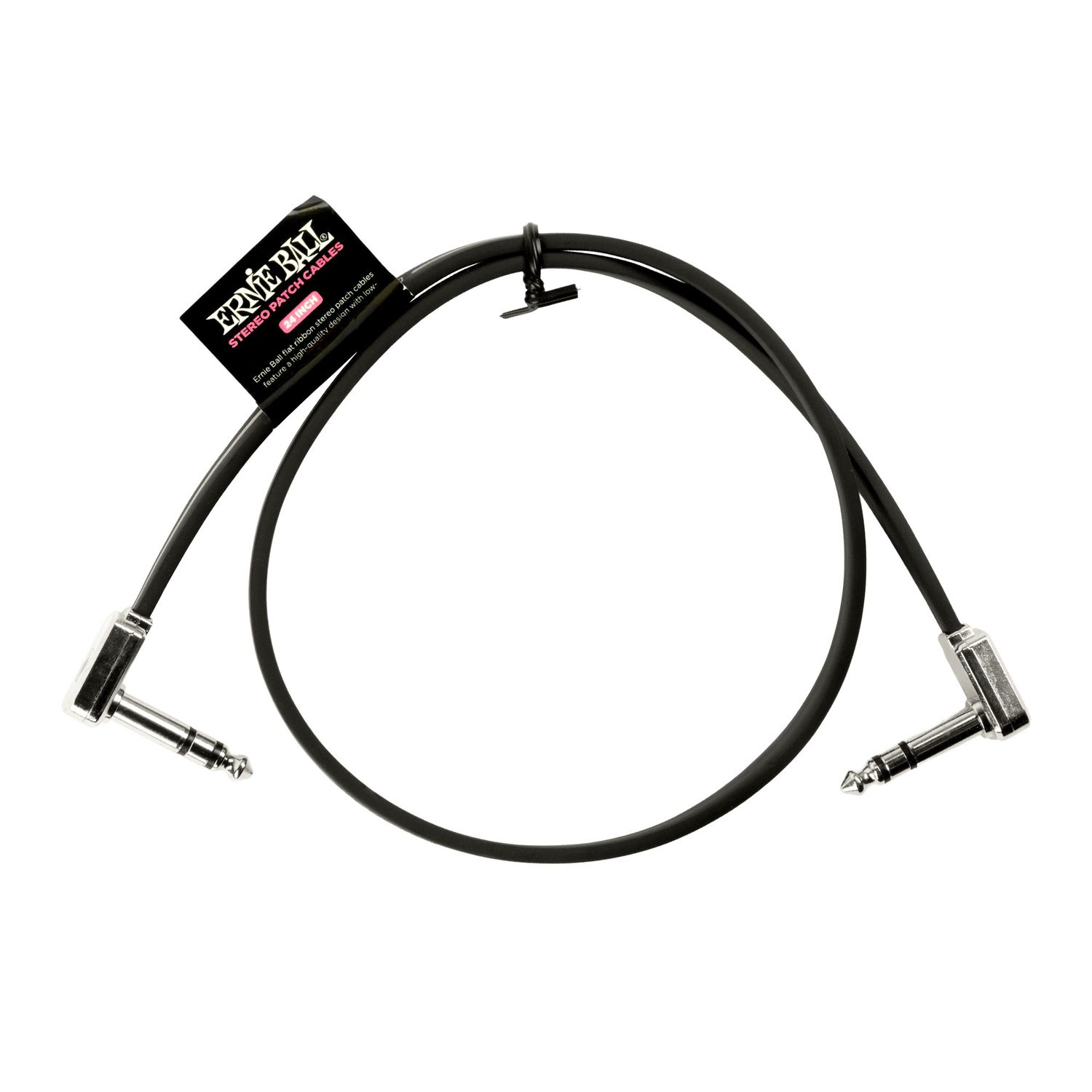 Ernie Ball Flat Ribbon Stereo Patch Cable 24in - Black - Single