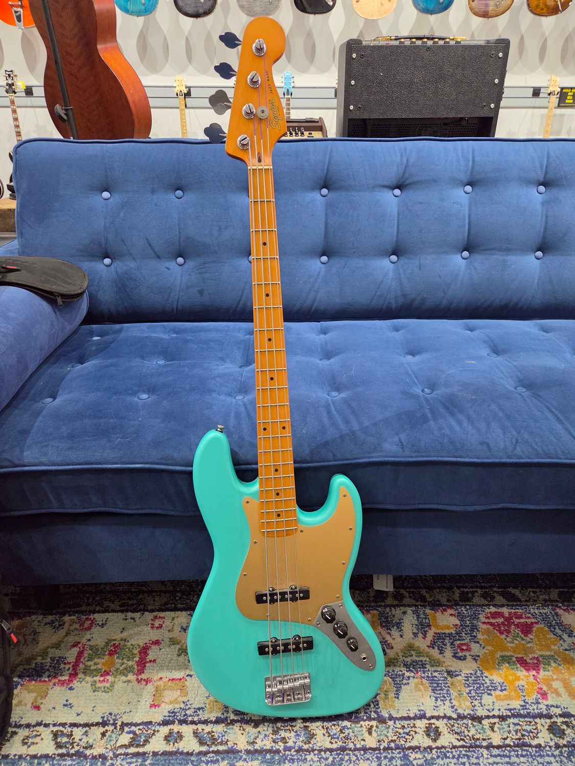 Used Squier 40th Anniversary Jazz Bass Vintage Edition Satin Sea Foam Green w/bag