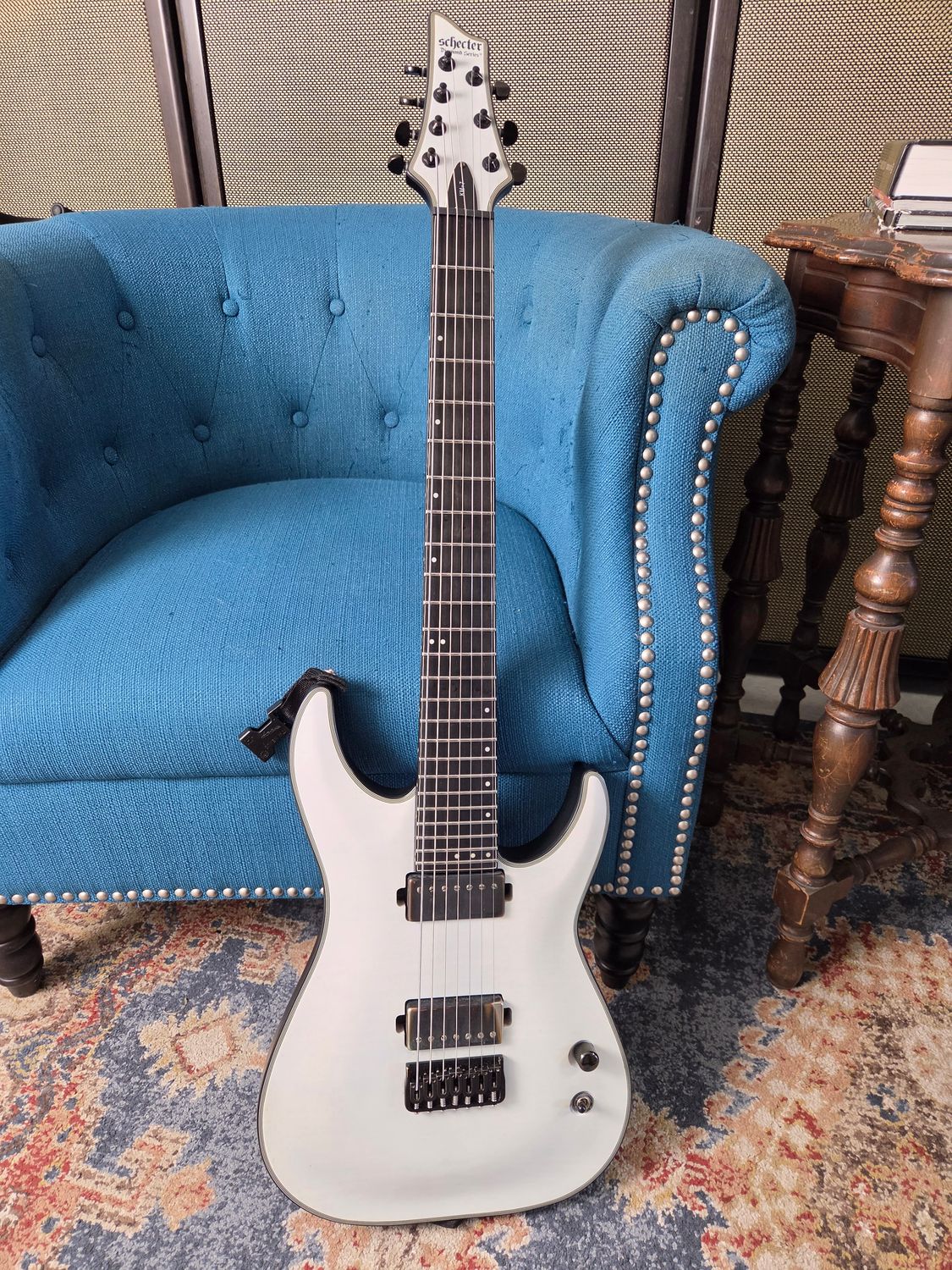 Used Schecter KM7 Trans White 7 string w/case