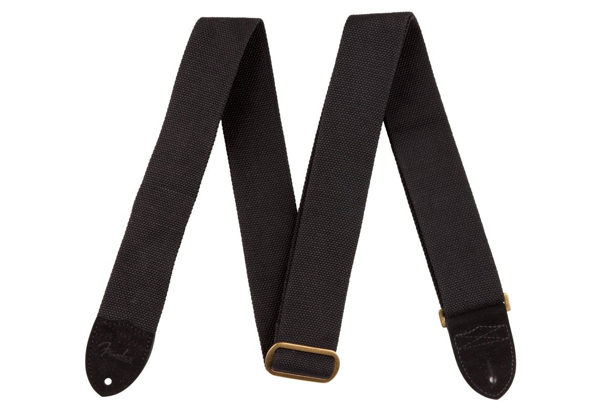 Fender Cotton/Leather Strap, Black, 2"