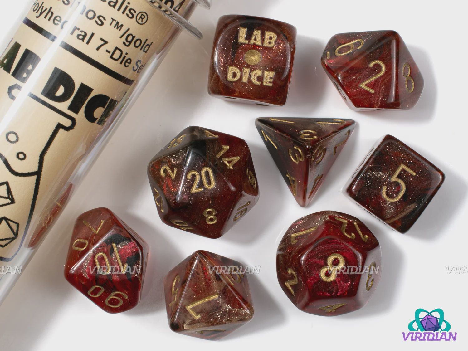 Dice 8ct Polyhedral: Lab Borealis Cosmos/Gold
