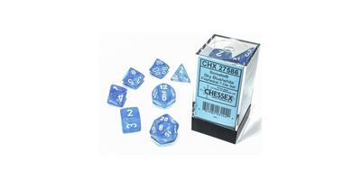 Dice 7ct Polyhedral: Borealis Sky Blue/white