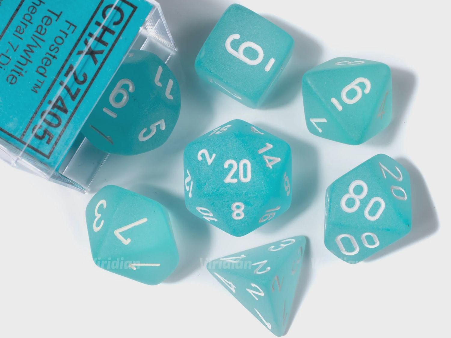 Dice 7ct Frosted Teal.White