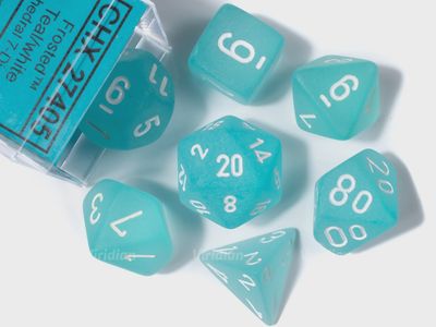 Dice 7ct Frosted Teal.White