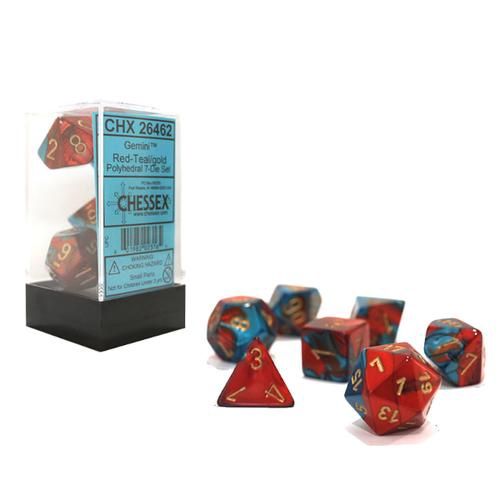 Dice 7ct Gemini Red-Teal/Gold