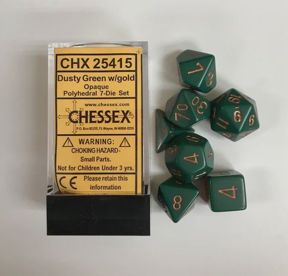 Dice 7ct Opaque DustyGrn/Coppr