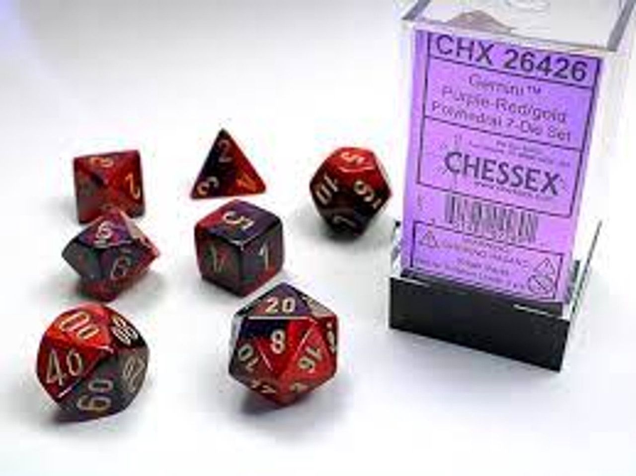 Dice 7ct Purple-Red/Gold