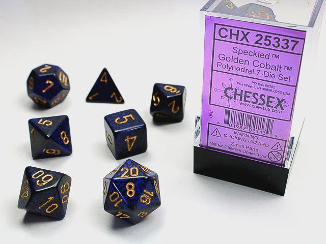 Dice 7ct Speckld Golden Cobalt