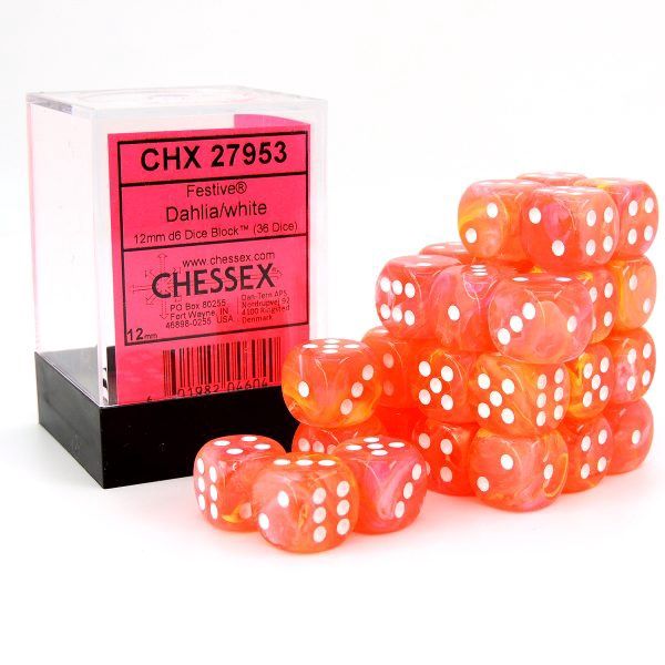 D6 12mm Festive Dahlia/White (36)