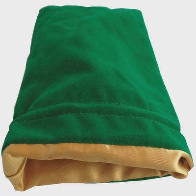 6in x 8in LARGE Green Velvet Dice Bag with Gold Satin Lining