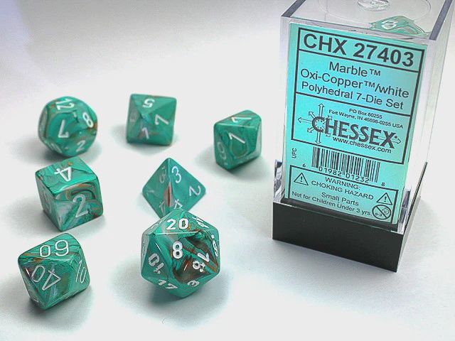 Dice Menagerie 10: Poly Marble Oxi Copper/White (7)