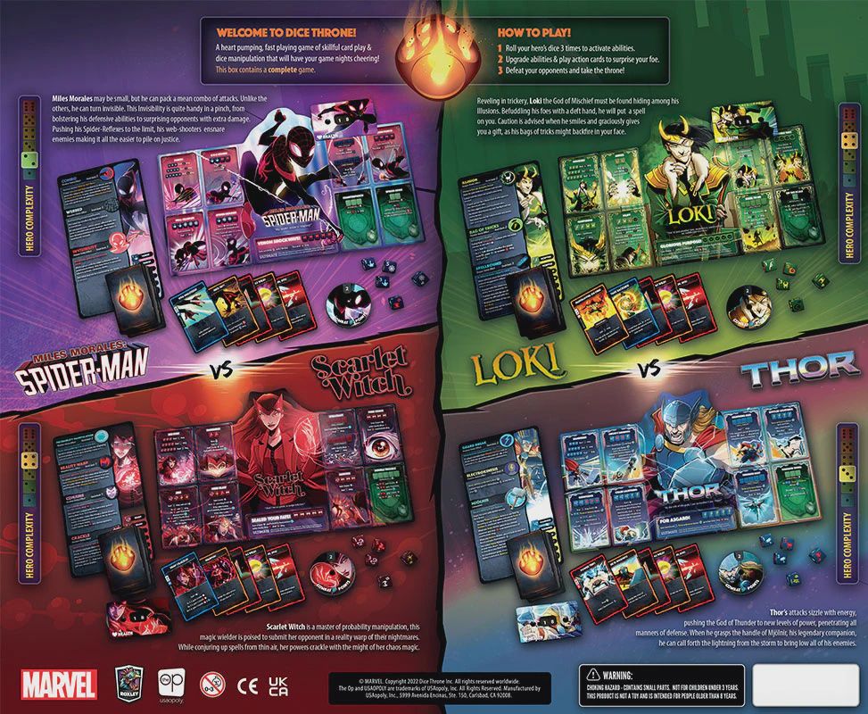 Marvel Dice Throne: 4-Hero Box (Scarlet Witch, Thor, Loki, and Spider-Man)