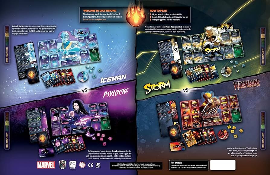 Marvel Dice Throne: X-Men Box 1 Fighters (Iceman, Psylocke, Storm, and Wolverine)