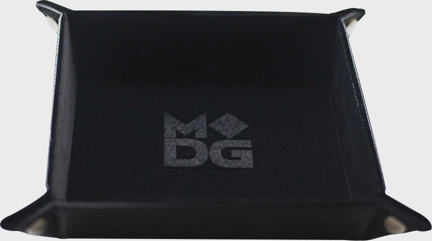 Velvet Folding Dice Tray with Leather Backing: 10in x 10in Black
