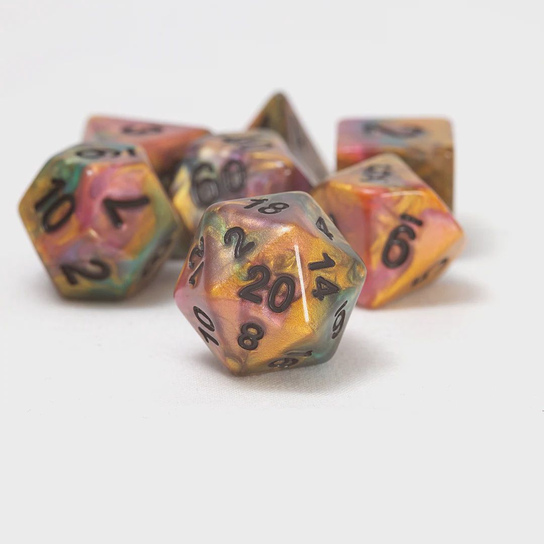 RPG Dice Set (7): Rainbow Gold