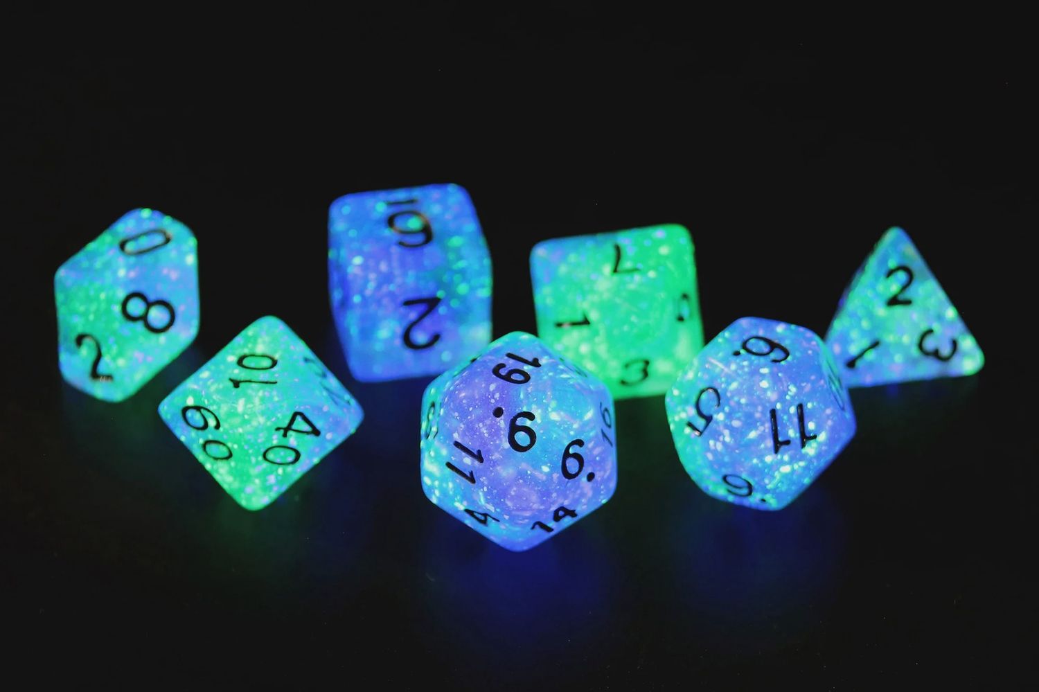 RPG Dice Set (7): Peacock Glowworm