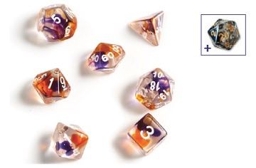 RPG Dice Set (7): Purple, Orange Clear
