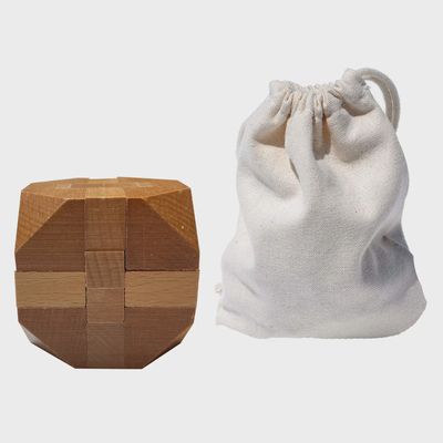 Solid Wood 3D Cube Puzzle with Slanted Corners
