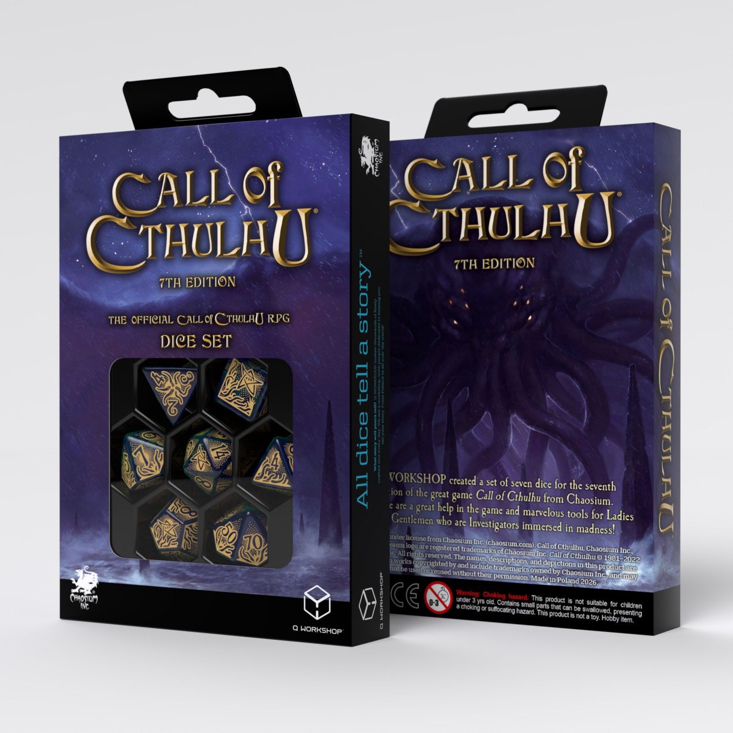 CALL OF CTHULHU 7TH EDITION BLUE GREEN &amp; GOLD DICE SET