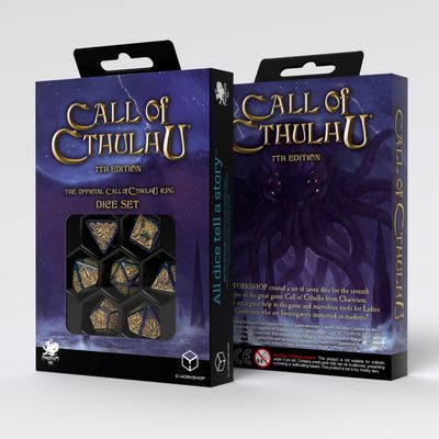 CALL OF CTHULHU 7TH EDITION BLUE GREEN &amp; GOLD DICE SET