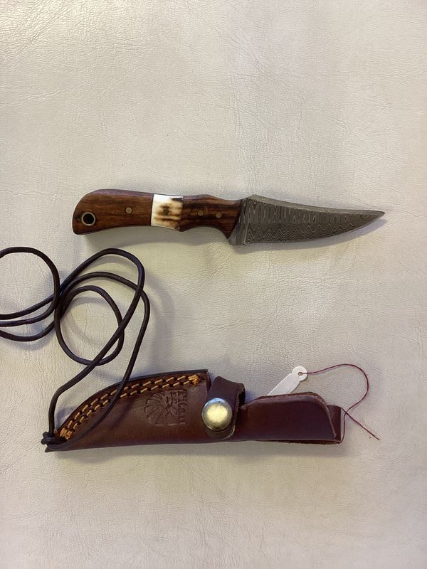 Titan TK-060 Damascus Steel Skinner Knife with Rosewood &amp; Stag Grip