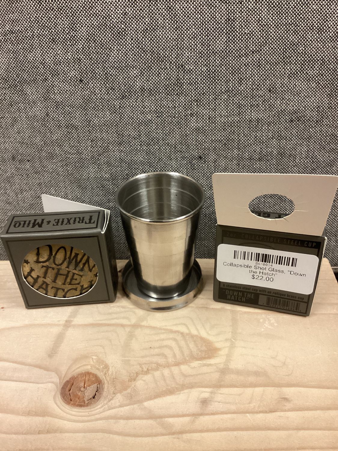 Collapsible Shot Glass, "Down the Hatch"