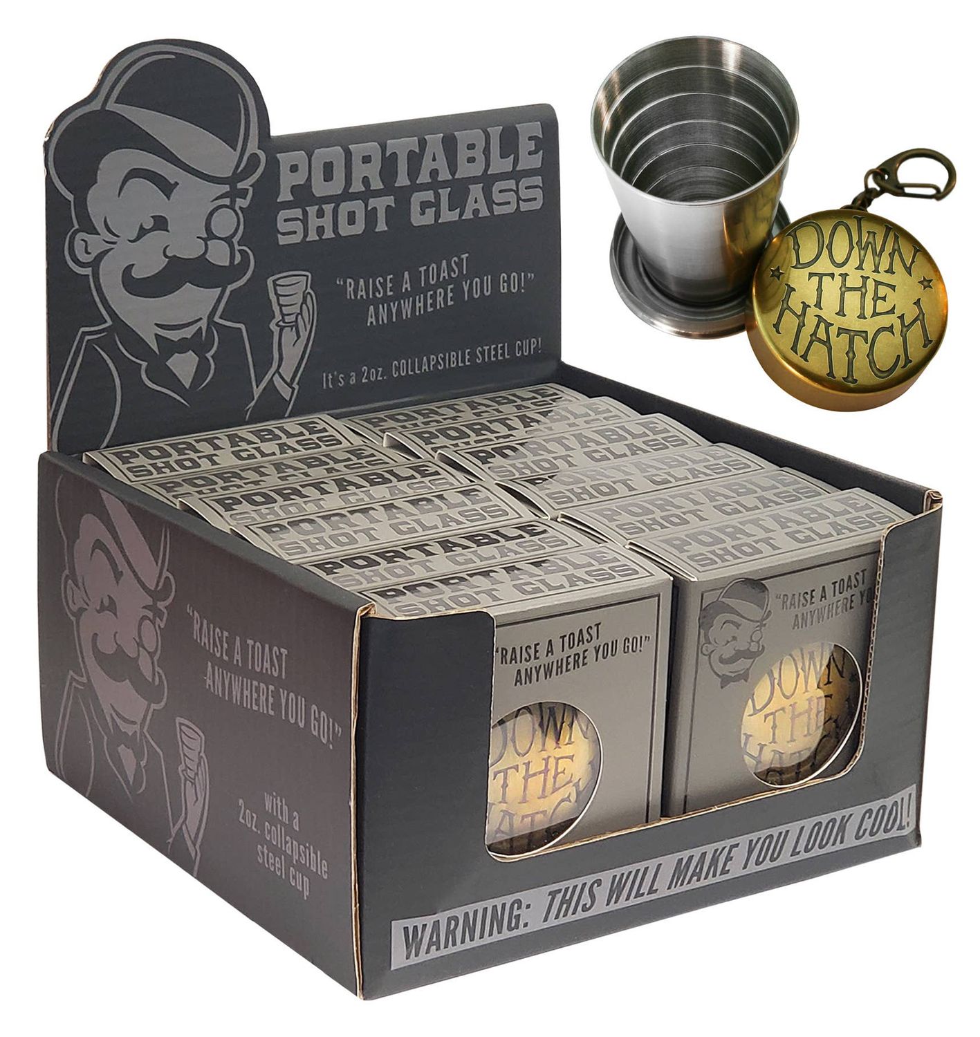 Collapsible Shot Glass, "Down the Hatch"
