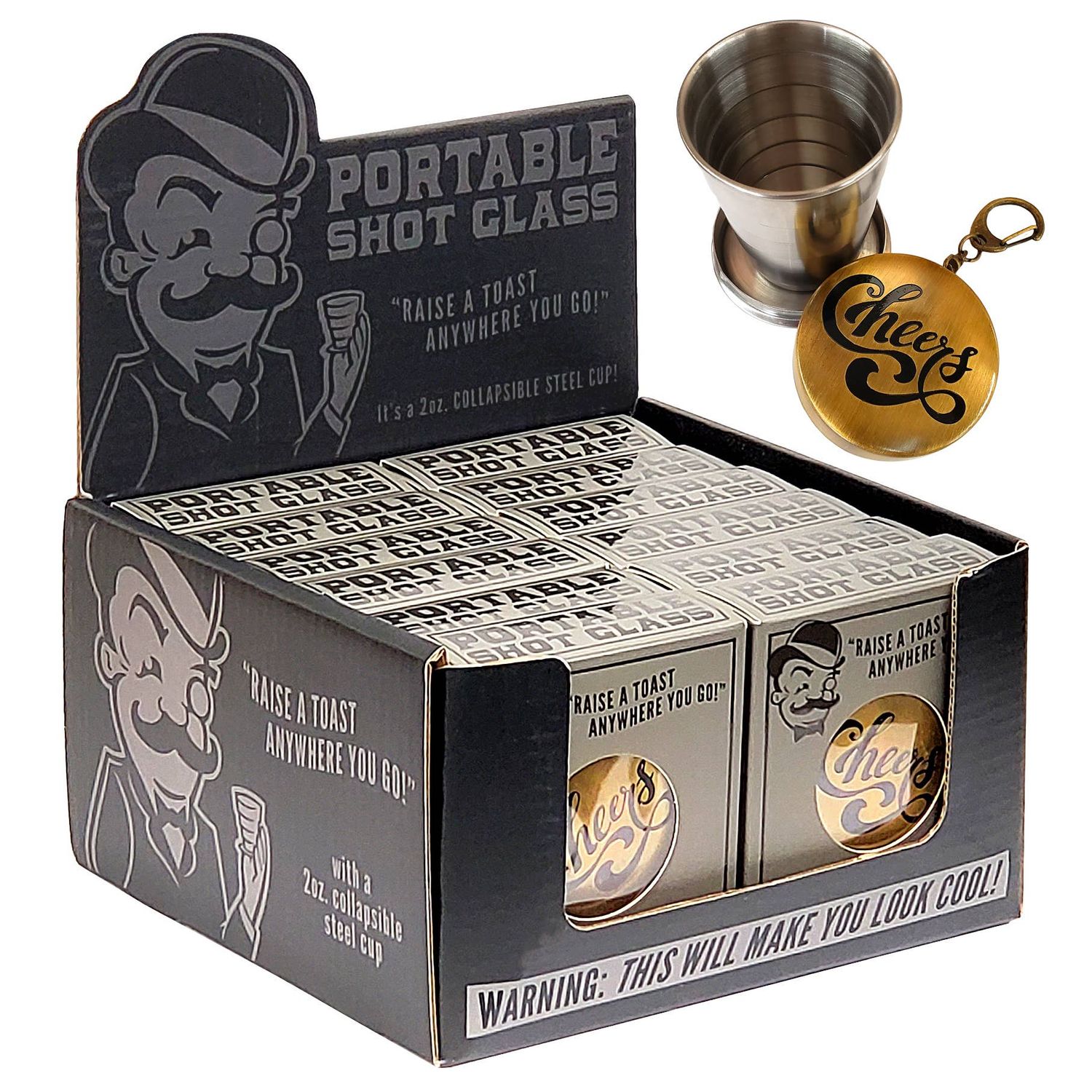 Collapsible Shot Glass, "Cheers"