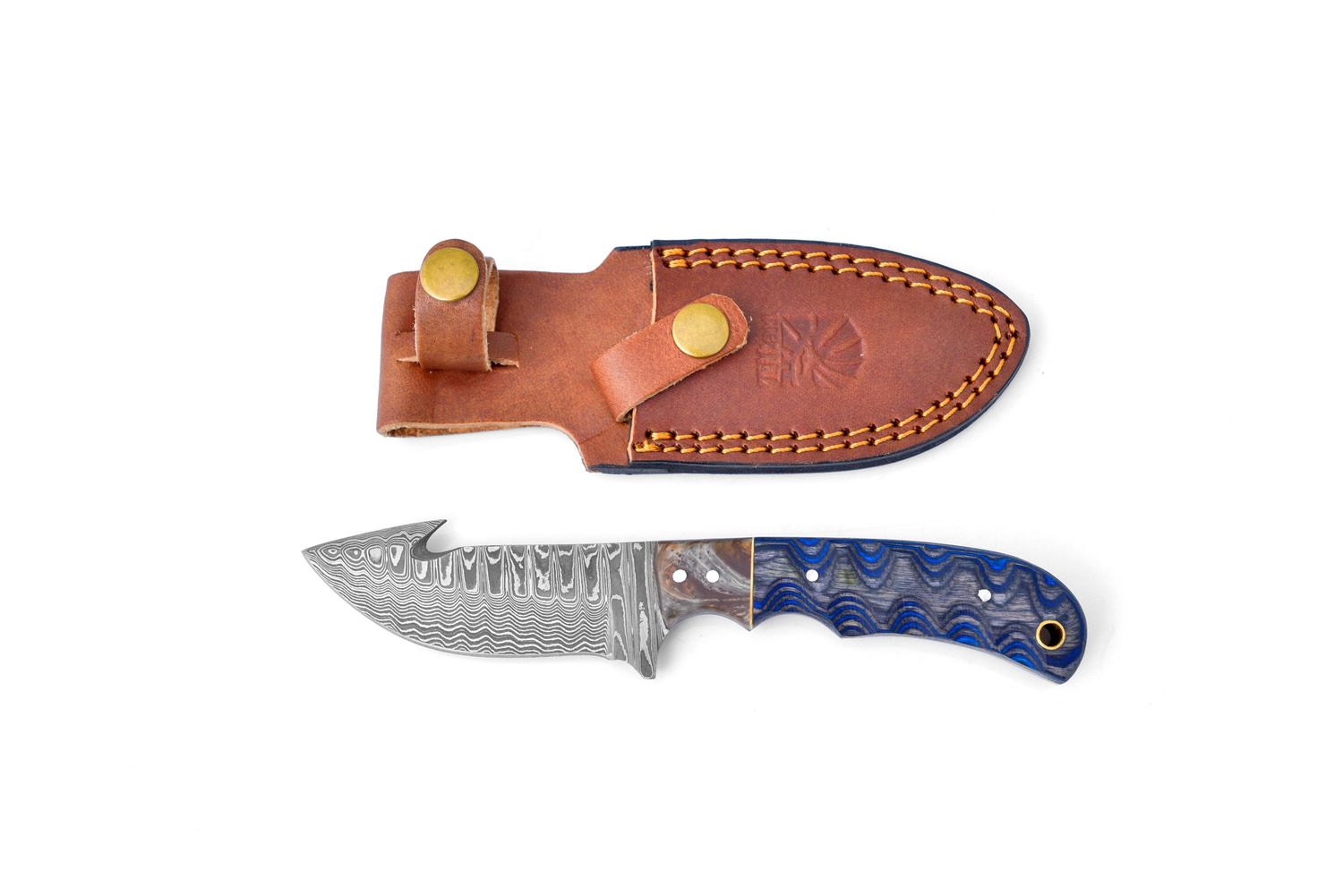 Damascus Steel Gut-hook &amp; Skinning Style TK-112(1)