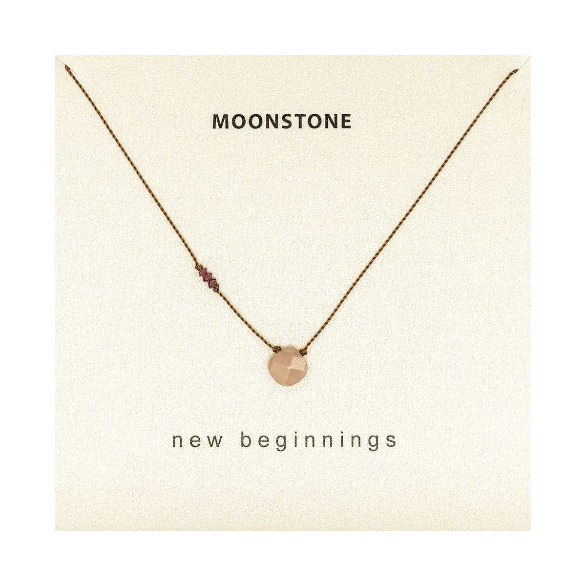 Peach Moonstone and Garnet New Beginnings Necklace