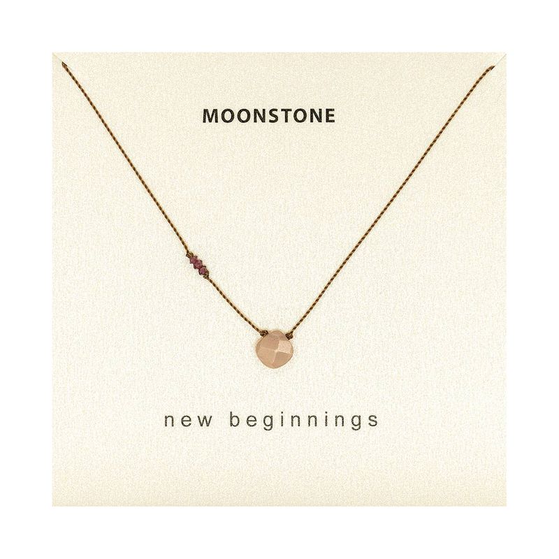 Peach Moonstone and Garnet New Beginnings Necklace