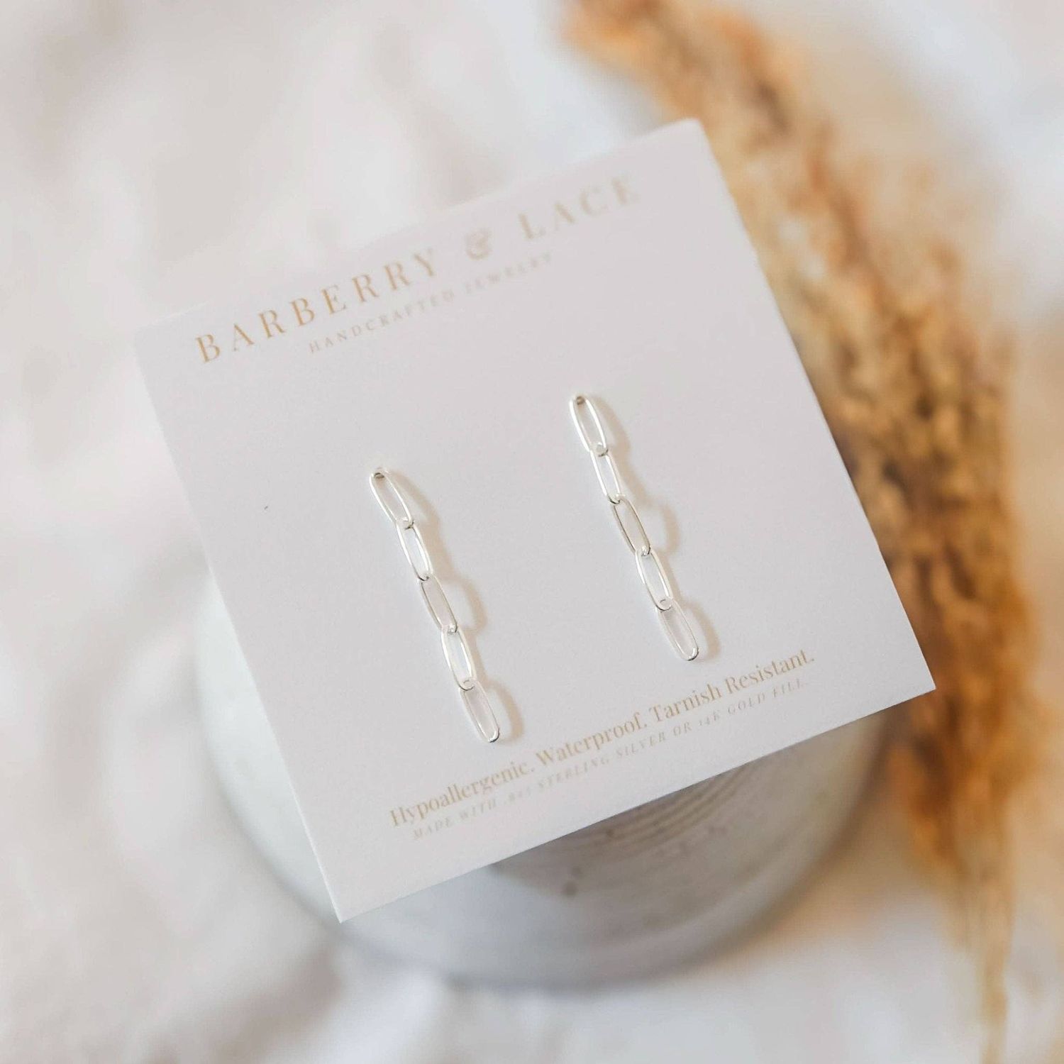 Paperclip Link Stud Earrings, 14k Gold Fill &amp; Silver: Silver