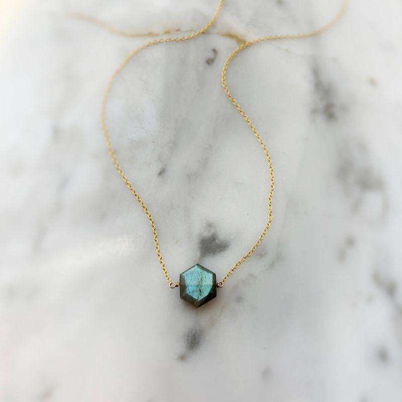 Labradorite Necklace on 14k Gold Fill Chain(1)