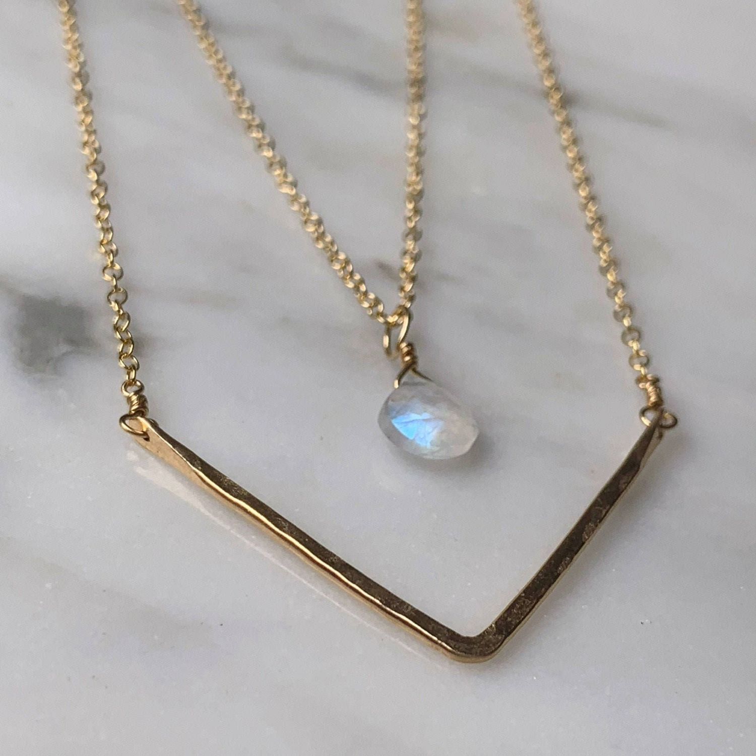 Rainbow Moonstone Necklace Layered, Dainty Necklace, Delicate Necklace Moon Stone, Minimalist Jewelry, Minimalist Necklace Moonstone Pendant: Moonstone Necklace