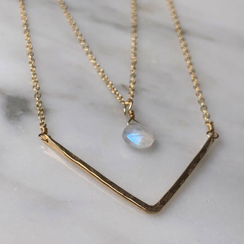 Rainbow Moonstone Necklace Layered, Dainty Necklace, Delicate Necklace Moon Stone, Minimalist Jewelry, Minimalist Necklace Moonstone Pendant: Moonstone Necklace