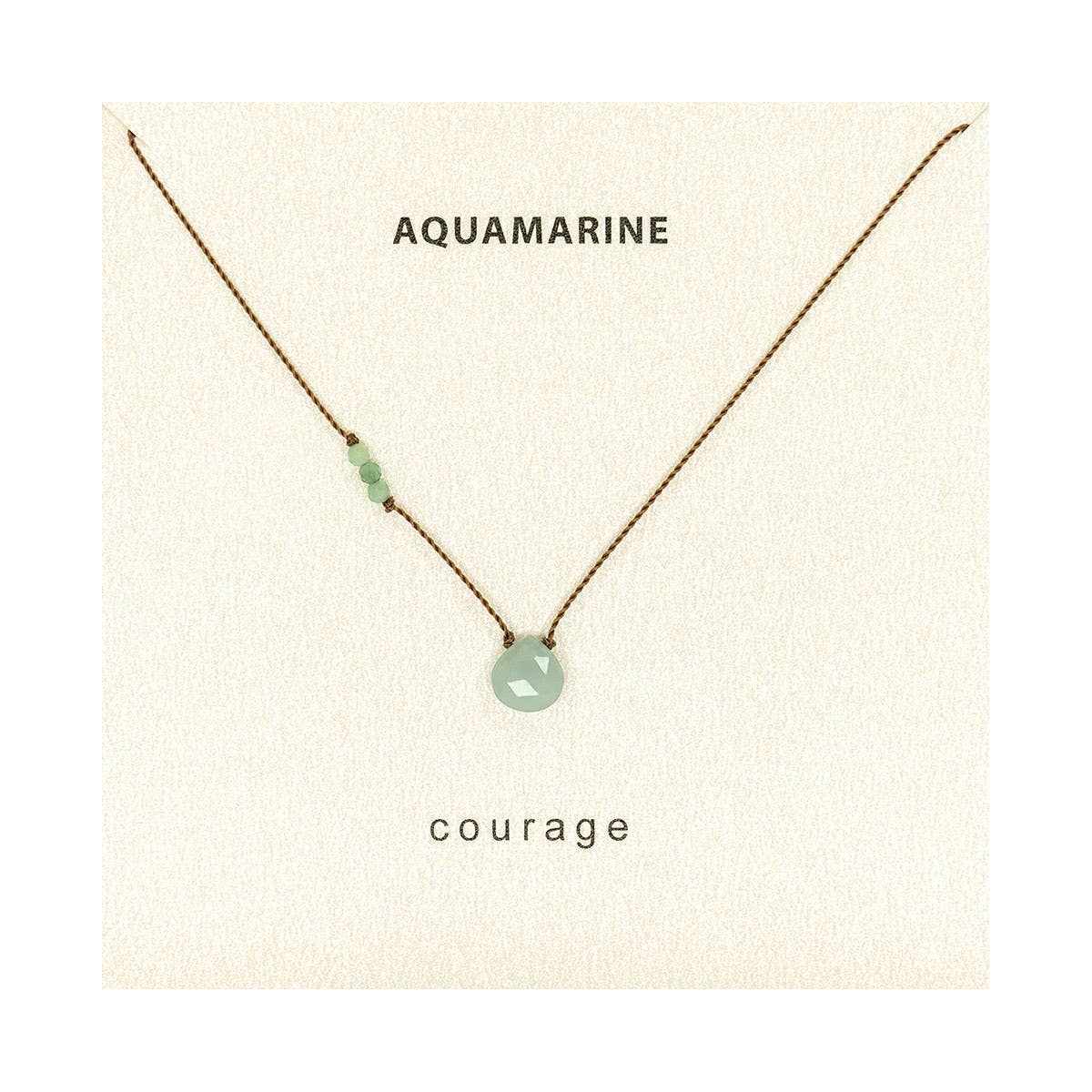 Soulsilk - Aquamarine and Emerald Courage Necklace, Valentine's Day