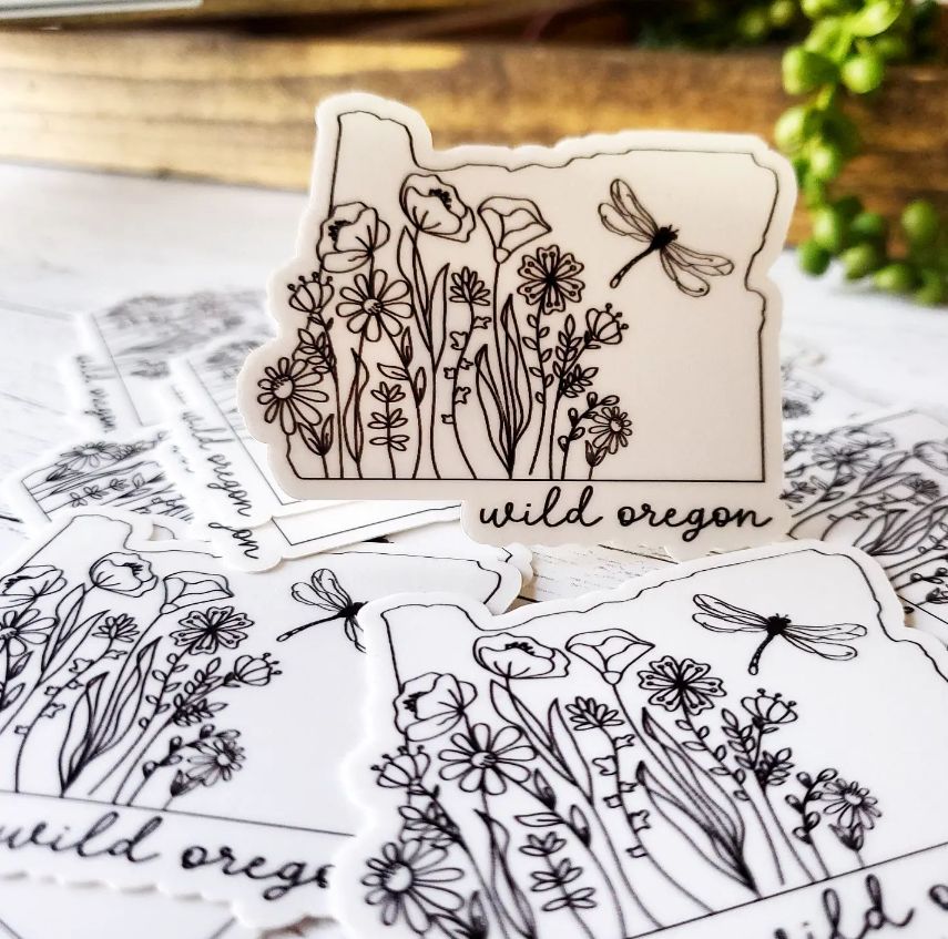 Mad River - Your Custom Wildflower State Decal / Sticker Black and White