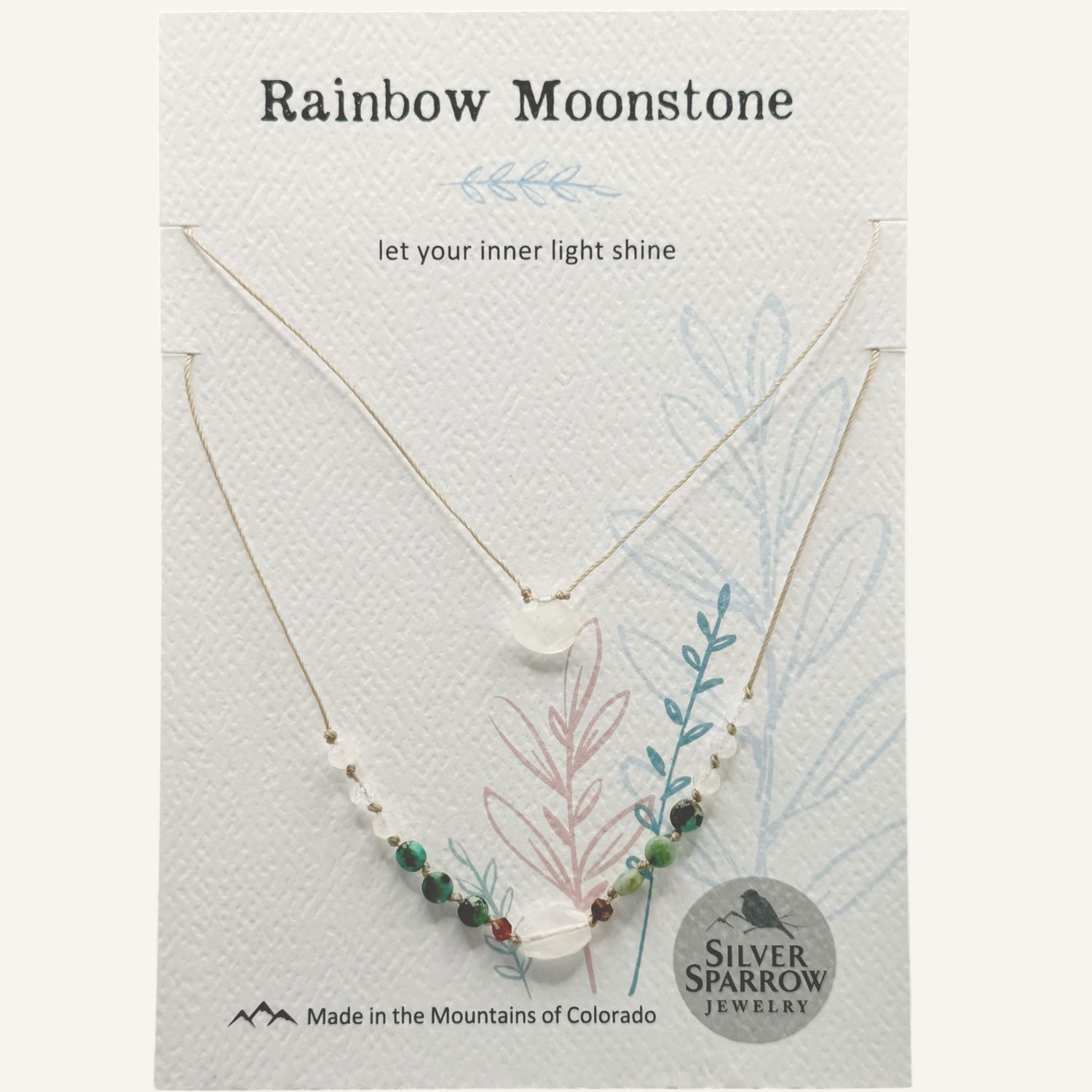 Rainbow moonstone double layer drop necklace(1)