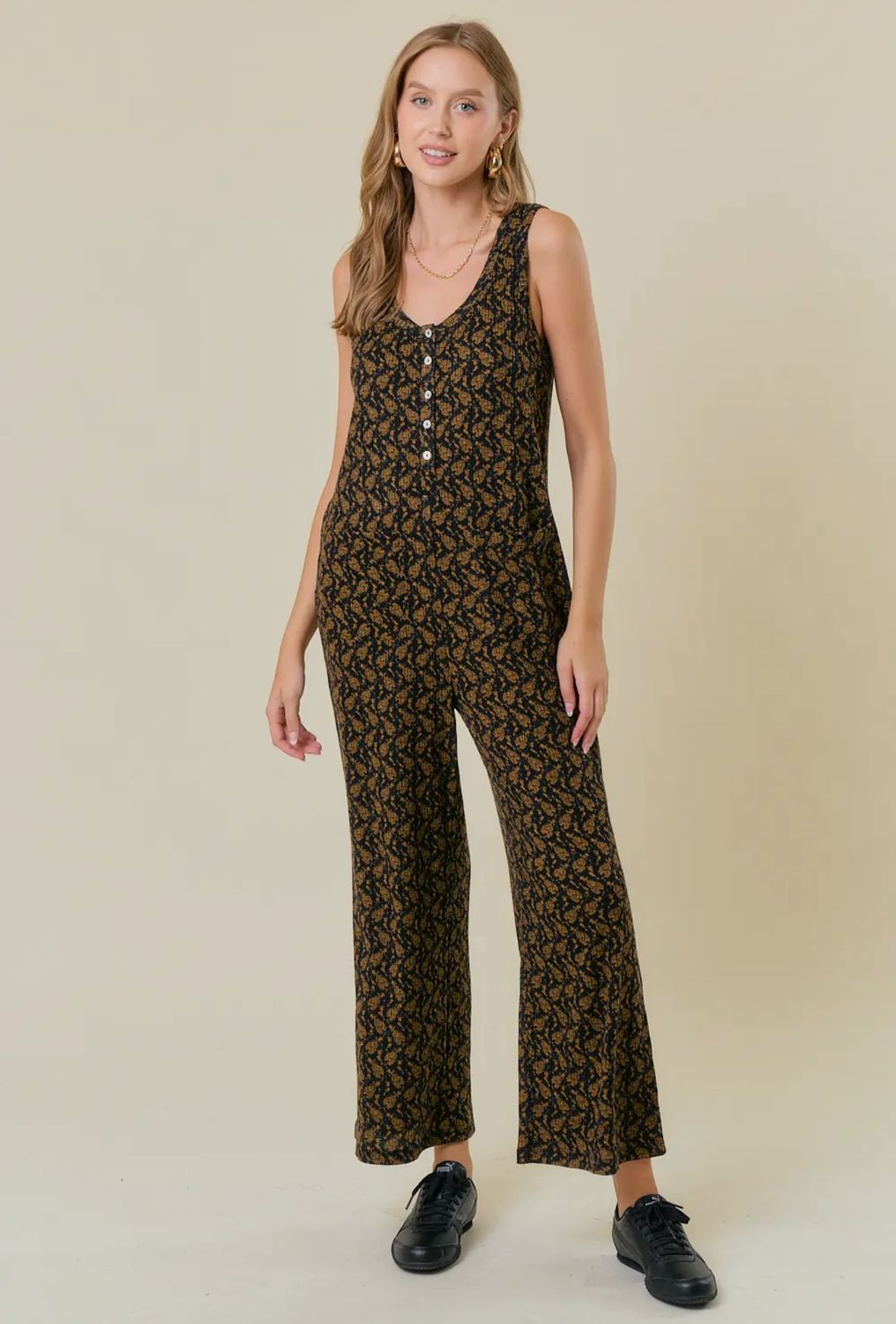 Front Button Jumpsuit W/ Pockets